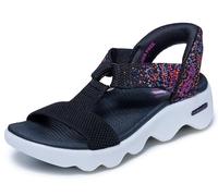 Skechers Sandalia con correa en T para mujer, Negro/Multi, 42 EU