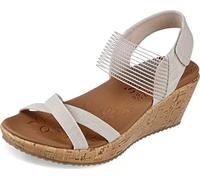 Skechers Sandalia de cuña de corcho para mujer, Natural, 38.5 EU