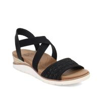 Skechers Sandalia de playa Arch FIT para mujer, punto negro/Duraleather, 7 UK, Duraleather de punto negro, 40 EU