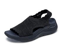 Skechers Sandalia deportiva para mujer Arch Fit 2.0 Flawless Choice, negro/negro, talla 40 EU, Negro, 40 EU