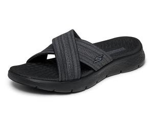 Skechers Sandalia deslizante para mujer, Negro/Gris, 35 EU