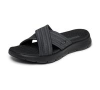 Skechers Sandalias cruzadas para mujer, Negro/Gris, 6 Wide