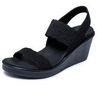 Skechers Sandalias de cu a Rumble on-New Crush para mujer, Negro/Negro, 35 EU
