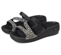 Skechers Sandalias de cuña para mujer, Negro -, 38 EU