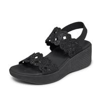 Skechers Sandalias de cuña Parallel Lite-Sassy DayZ 2.0 para mujer, Negro/Negro, 11