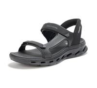 Skechers Sandalias deportivas Go Walk Glide Step 2.0 con correa de un cuarto para hombre, Negro/Negro, 41 EU