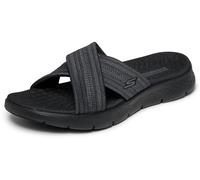 Skechers Sandalias flexibles On-the-Go Walk para mujer - Impressed, Negro/Gris, 7 Wide