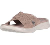 Skechers - Sandalias On The Go 600 brillantes para mujer, Oro Rosa, 7 Wide