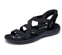Skechers - Sandalias planas 163460 Mujer Negro - 41