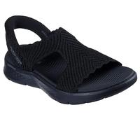 Skechers Sandalias Planas con Correa en T para Mujer, Negro/Negro, 39 EU