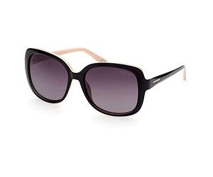 Skechers SE6126 Gafas de Sol para Mujer, Gafas de Sol Casual Ligeras, Lentes Cuadradas, Lentes Polarizadas Ahumadas, Negro Luminoso