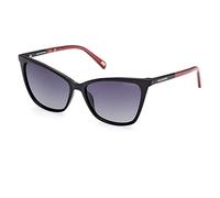 Skechers SE6170 Gafas de Sol Mujer, Gafas de Sol Ligeras Casual, Forma de Lente Mariposa, Lentes Polarizadas Ahumado, Negro Luminoso