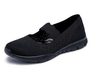 Skechers SEAGER POWER HITTER, para Mujer, Black Flat Knit, 35.5 EU