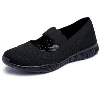 Skechers SEAGER POWER HITTER, Zapatillas para Mujer, Black Flat Knit, 35 EU
