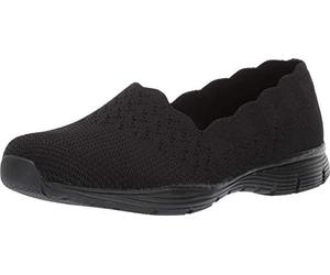 Skechers Seager - Stat Mujer Sandali, Black Black Flat Knit BBK, 39 EU