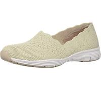 Skechers Seager-Stat, Zapatillas Mujer, Beige (Nat Black Flat Knit), 36.5 EU