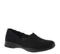 Skechers Seager-Stat-Cuello Festoneado, diseñado de Punto Skech-Knit Slip-on-Ajuste clásico, Mocasín Mujer, Black, 39 EU Ancho