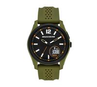 Skechers Sellas Reloj analógico digital de silicona verde para hombre (modelo: SR5270)