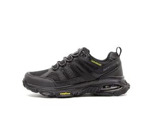 Skechers Skech-Air Envoy Bulldozer, Zapatillas de Deporte Hombre, Negro (Black Leather PU Mesh Black Trim), 43 EU