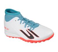 Skechers SKX_2 Jr High Youth TF - Zapatos de fútbol con Tacos de fútbol, Color Blanco sintético/Turquesa sintético/Ribete Rosa, Talla 13 UK Niño