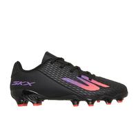 Skechers SKX_2 Jr TD MG - Zapatos de fútbol para niños, Ligeros, Color Negro sintético/Ribete Morado, Talla 12.5 UK Niño