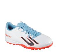 Skechers Skx_2 Jr Youth TF Trainers-Precise Strike Control, Lightweight Turf Traction, Zapatillas de fútbol, Blanco sintético Turq Ribete Rosa sintético, 38 EU