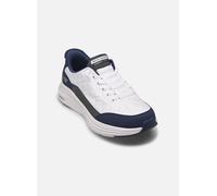 Skechers Hombre Contour Foam Cozy Fit Slip-In ENTRENADOR, White Mesh/Duraleather/Navy Trim, 44 EU