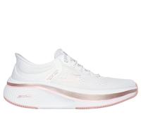 Skechers GO Run Elevate 2.0 Banyan - Zapatos sin Cordones para Mujer, Textil Blanco, Ribete Rosa, 38 EU