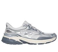 Skechers Mujer Stamina Sport Slip-In ENTRENADOR, Silver Duraleather/Gray Mesh/Trim, 38.5 EU