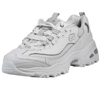 Skechers D'lites Fresh Start, Sneaker Mujer, White Leather Mesh Silver Trim L, 38 EU