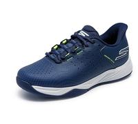 Skechers Viper Court Reload - Tenis sin Cordones para Hombre, Azul Marino/Amarillo, 39.5 EU