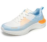 Skechers Snoop Ace Cyber Walker - Tenis para Hombre, Malla Blanca y Azul, fusión en Caliente, Borde Naranja, Talla 7