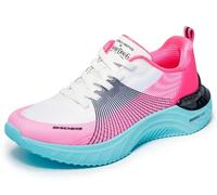 Skechers Snoop Ace Cyber Walker, Zapatillas Mujer, White, Black and Pink Mesh/Hot Melt/Blue TR, 38 EU