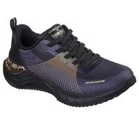 Skechers Snoop Ace Cyber Walker, Zapatillas Mujer, Black and Gold Mesh/Hot Melt/Gold Trim, 39 EU