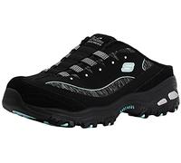 Skechers Sport D'Lites Zapatillas mules para mujer, de calce fácil, Negro (Black/Aqua), 7.5 Wide