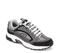 Skechers Sport Men's Stamina Nuovo Cutback Lace-Up Sneaker,Charcoal/Black,10.5 XW US
