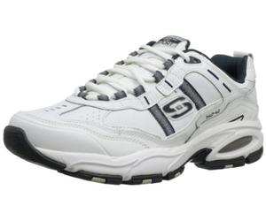 Skechers Sport Men's Vigor 2.0 - Serpentina Oxford, blanco y carbón, 11 2E US, Blanco (Blanco Azul Marino), 39.5 EU
