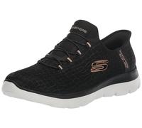 Skechers Summits Classy Night Hands Free Slip-in - Zapatillas deportivas para mujer de calce rápido, negro rosa dorado, 36.5 EU
