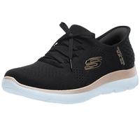 Skechers Summits Classy Night Hands Free Slip-in - Zapatillas Deportivas para Mujer de calce rápido, Negro Rosa Dorado, 11 Wide