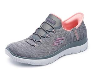 Skechers Summits-Everyday Set - Tenis sin Cordones para Mujer, Gy ris/Coral, 38.5 EU
