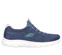 Skechers Mujer Summits Fun Flare Zapatillas, Navy Mesh/Pink & Turquoise Trim, 36 EU