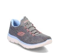 Skechers Summits Fun Flare, Zapatos Deportivos Mujer, Grey Mesh/Pink & Blue Trim, 35 EU