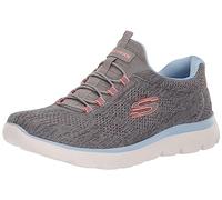 Skechers Summits Fun Flare, Zapatos Deportivos Mujer, Grey Mesh/Pink & Blue Trim, 36.5 EU