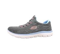 Skechers Summits Fun Flare, Zapatos Deportivos Mujer, Grey Mesh/Pink & Blue Trim, 36 EU