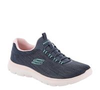 Skechers Summits Fun Flare, Zapatos Deportivos Mujer, Navy Mesh/Pink & Turquoise Trim, 37.5 EU
