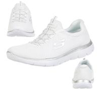 Skechers SUMMITS Mujer Zapatos para Fitness Zapatillas Memoria Foam Blanco Plata