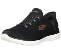 Skechers Tenis Summits – De noche con clase para mujer, negro rosa dorado, 38.5 EU