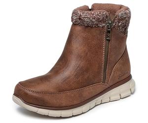 Skechers Synergy-Lovely Collab, Botas de Invierno Mujer, Brown Microleather/Knit, 37 EU