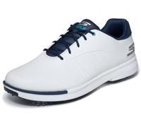 Skechers Tempo Spikeless - Zapatos de Golf Ligeros e Impermeables para Hombre, Blanco/Azul Marino Spiked, 42.5 EU