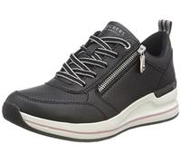 Skechers Tenis Billion 2 para Mujer, Borde de Cremallera Duraleather Negro, 38 EU